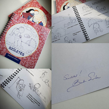A Móra Könyvkiadó Bartos Erika felajánlása nyomán árverésre bocsátja Bartos Erika Születés című könyvének kézzel rajzolt és dedikált könyvmakettjét.