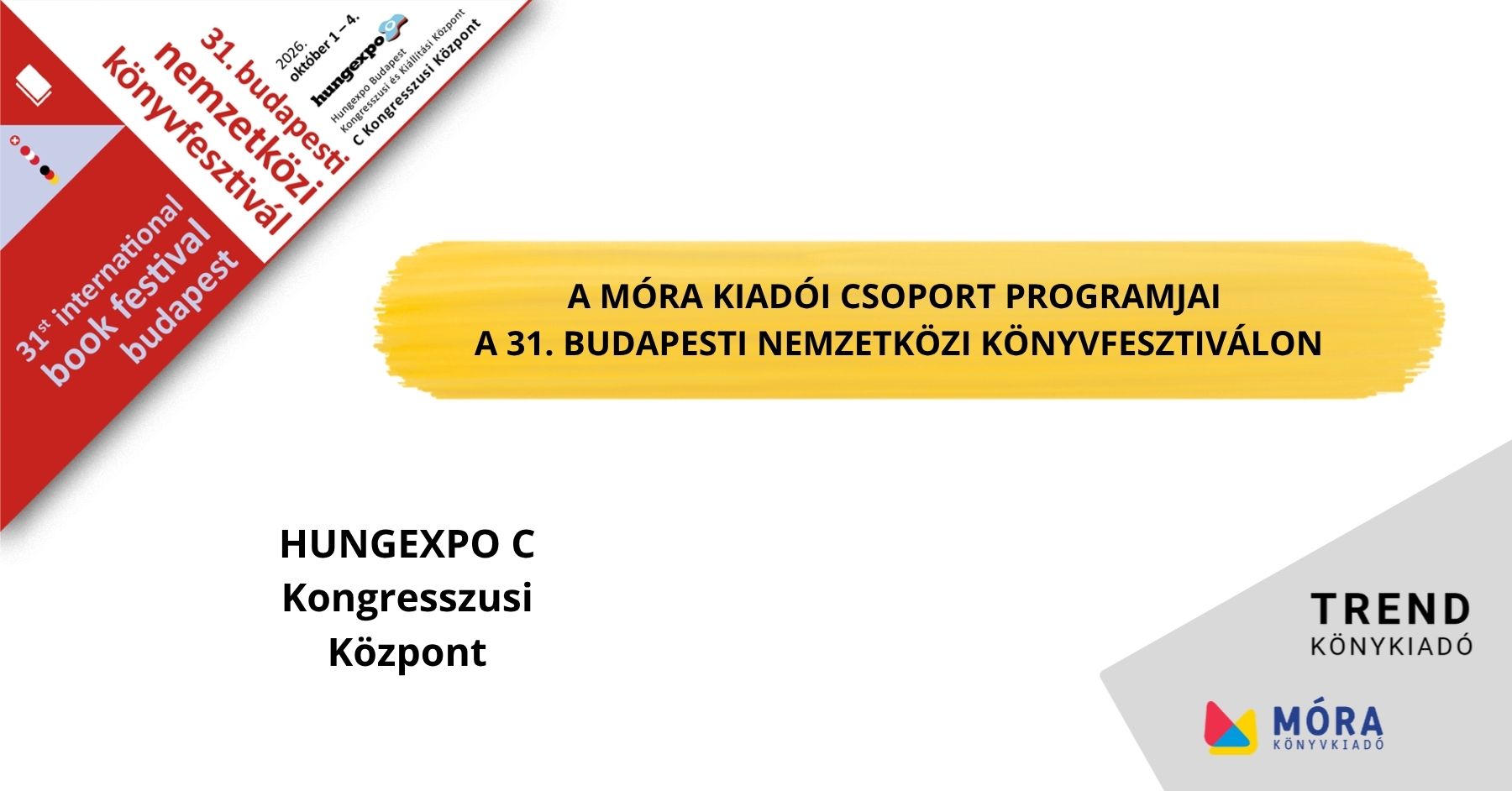 A Móra Kiadói Csoport programjai a 31. Budapesti Nemzetközi Könyvfesztiválon